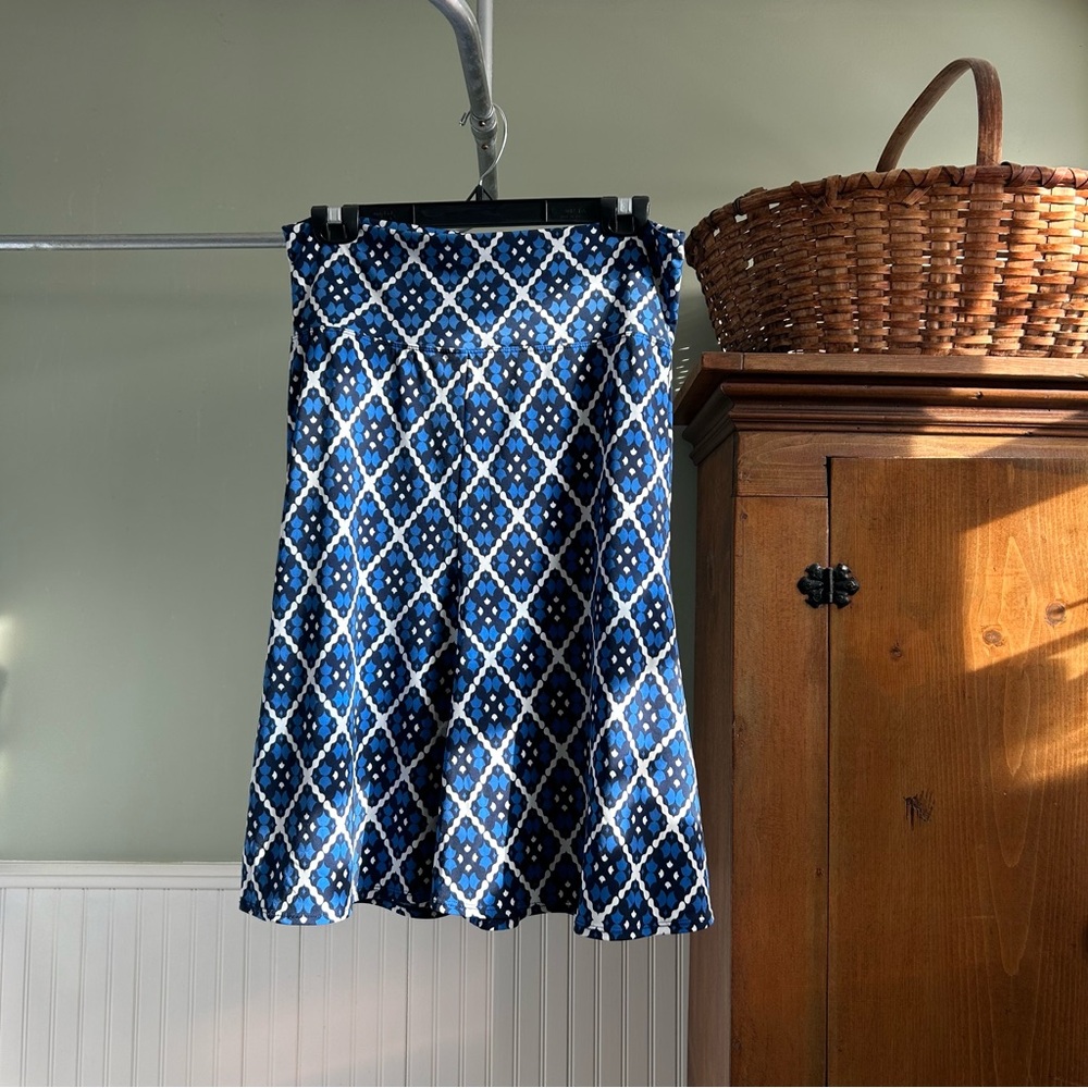 Max Studio Navy and White A-Line Skirt